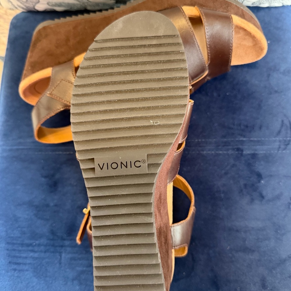 Vionic Dark Brown Wedge Sandals - Picture 6 of 7